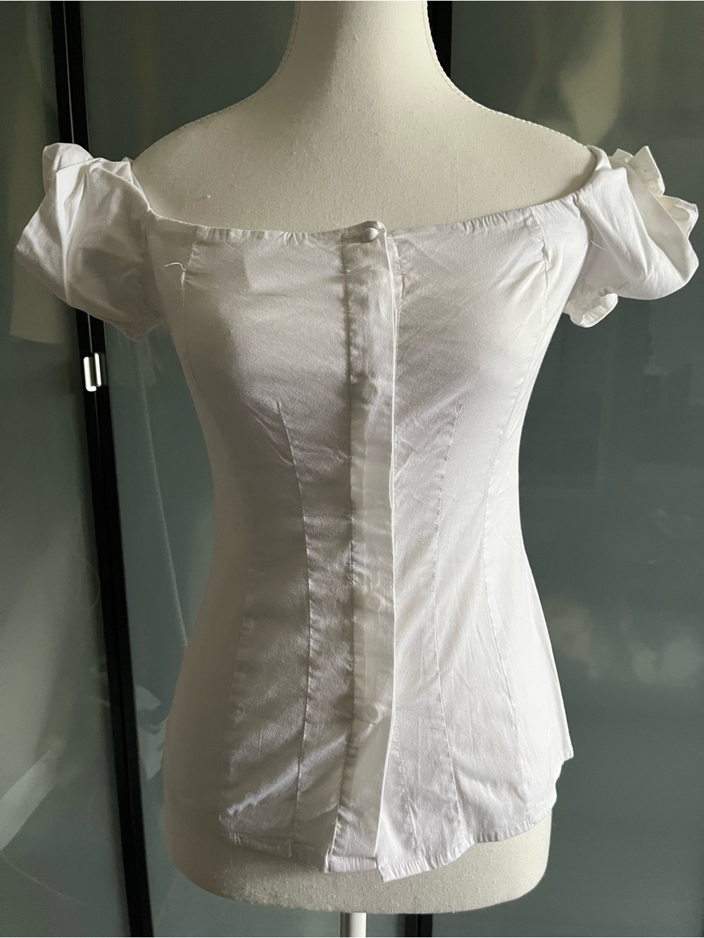 White Off-Shoulder Puff-Sleeve Blouse